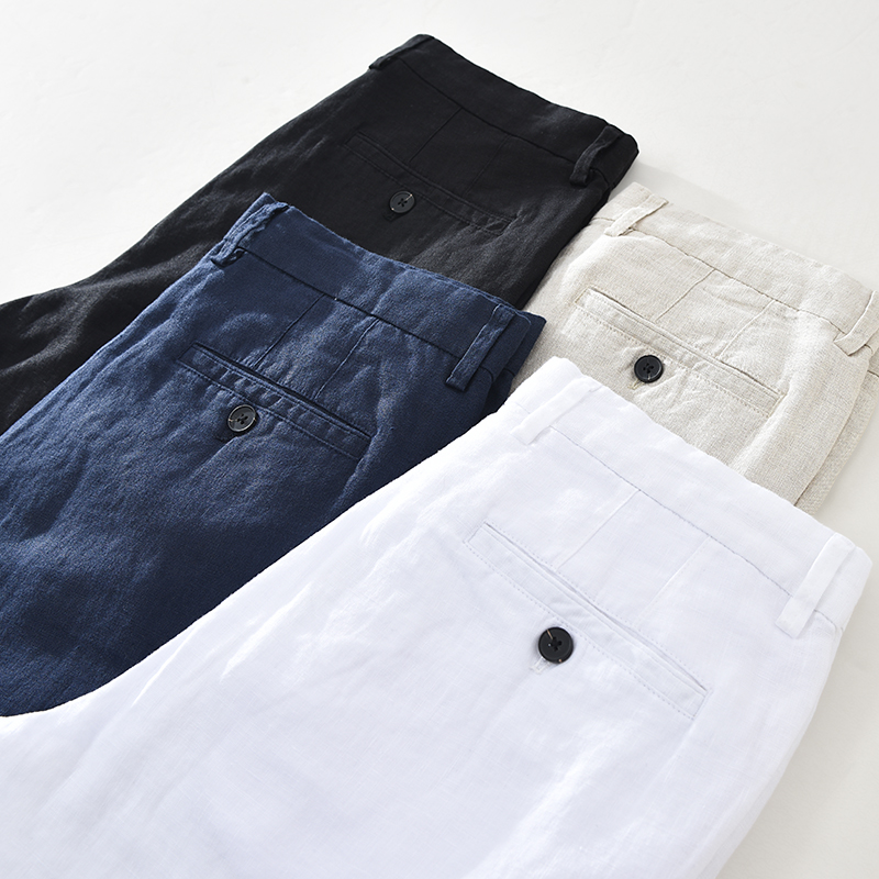 Men'S Fashion Linen Pants - Japanese style simple men's linen casual