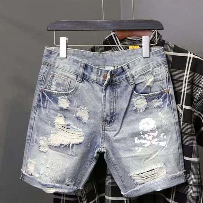 Men'S Fashion Linen Pants - Summer Men's Worn Bead Hole Beggar