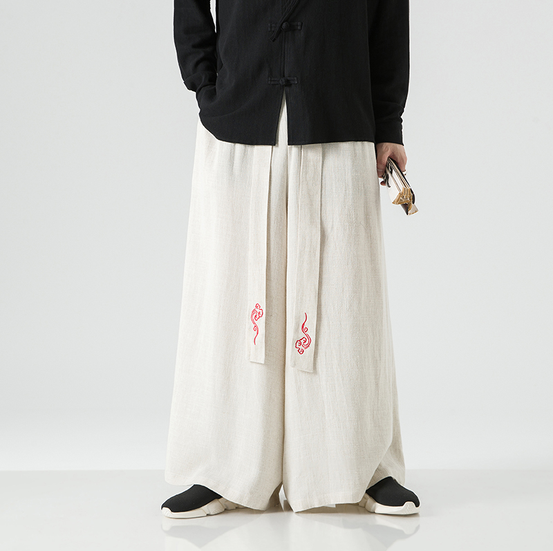 2023 Fashion Men Linen Wide Le - Men'S Fashion Linen Pants 评论和价格