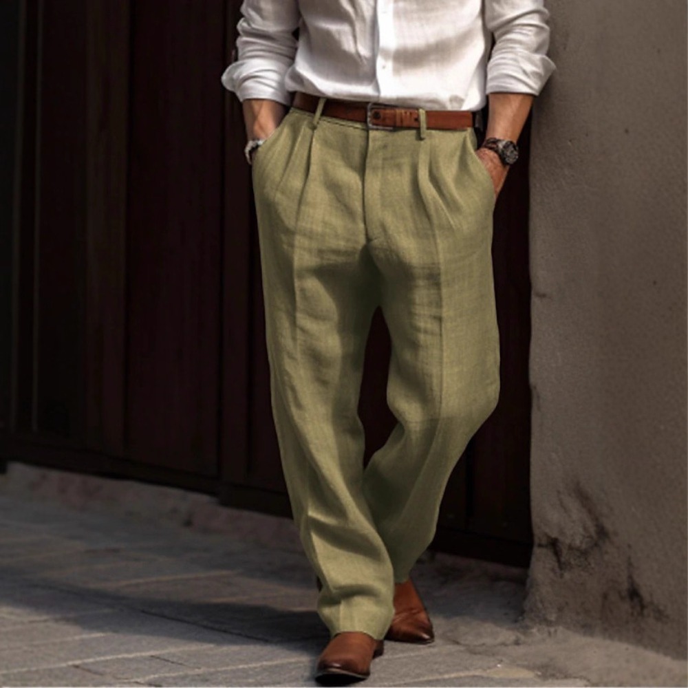 Men's Formal Cotton Linen Casu - Men'S Fashion Linen Pants 评论和价格
