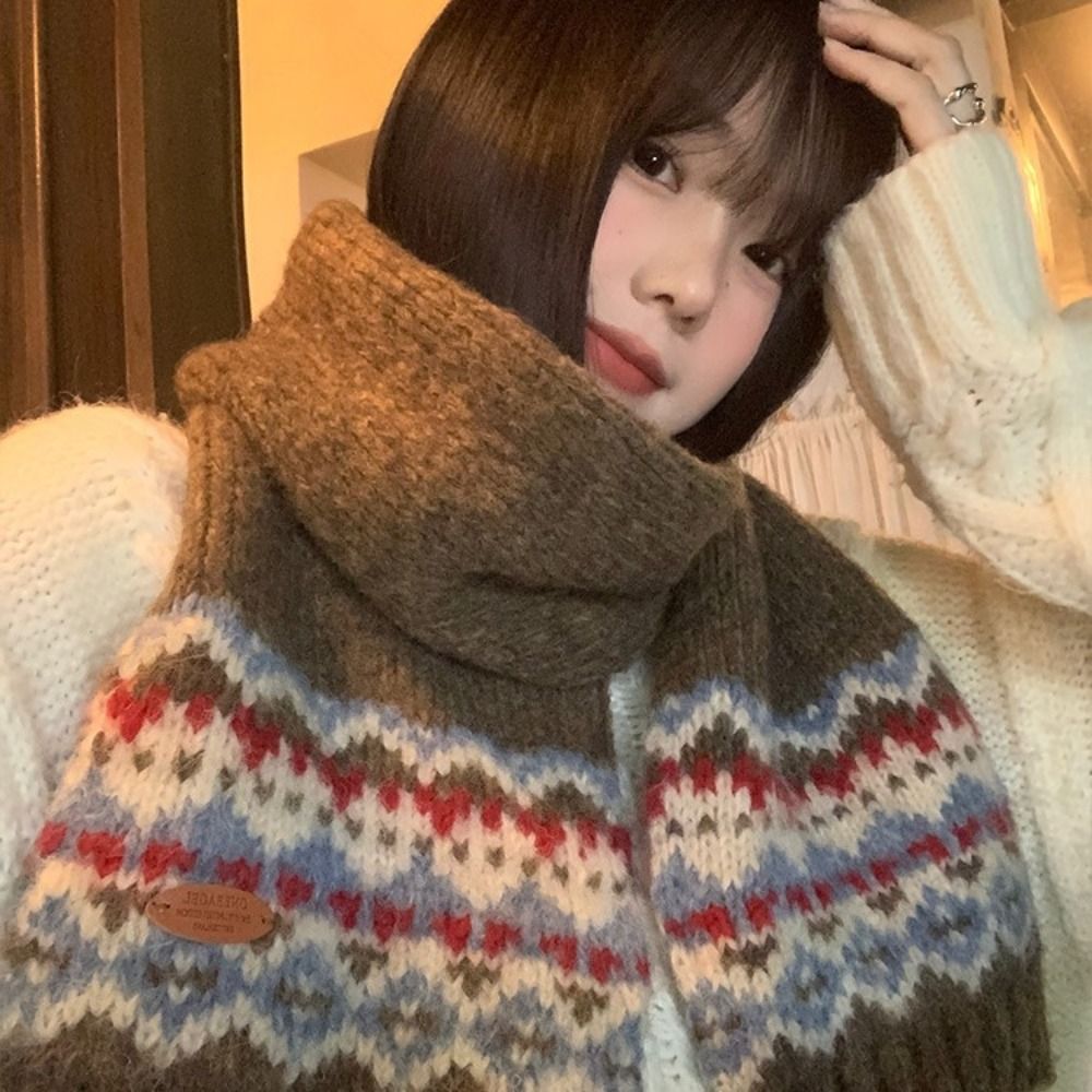 Classic Wool Jacquard Knitted  - Men Scarf Wool 评论和价格