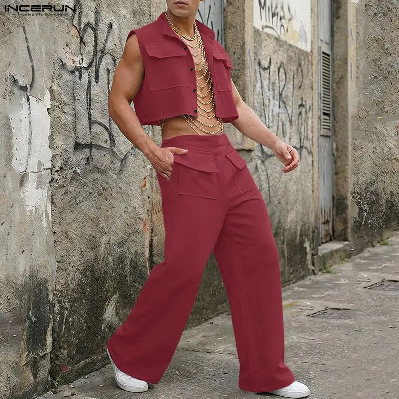 INCERUN Men Sets Solid Sleevel - Men'S Fashion For Summer 2026 评论和价格