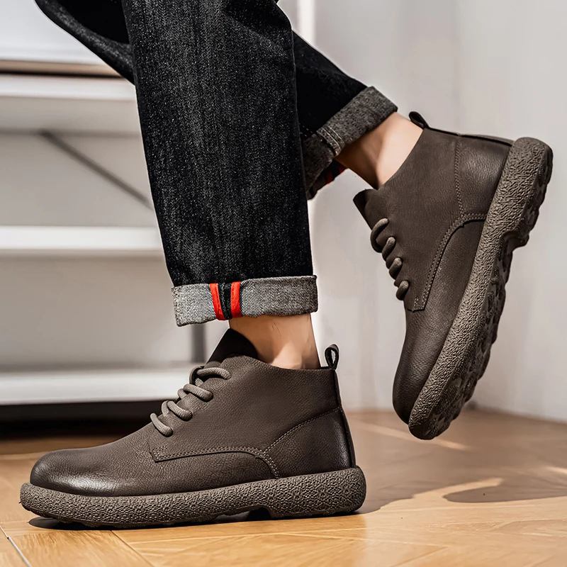 Men Ankle Boots Brown Short Bo - Men'S Fashion News 评论和价格