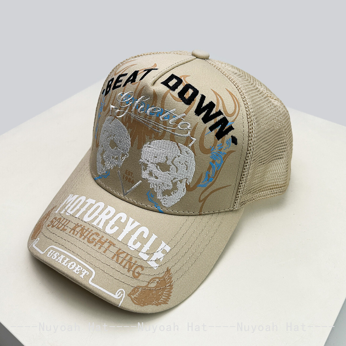 Skull Flame Embroidery Hard To - Trucker Hat Cap 评论和价格