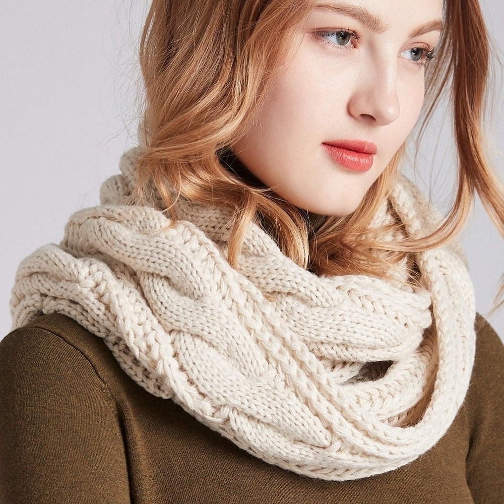 Elegant Solid Color Knitted Sc - Men Scarf Wool 评论和价格
