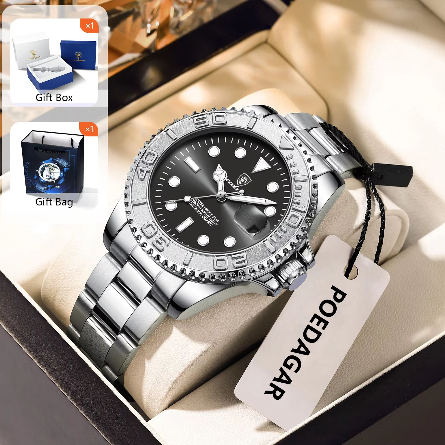 POEDAGAR Fashion Male Watch Lu - Men'S Fashion Box 评论和价格