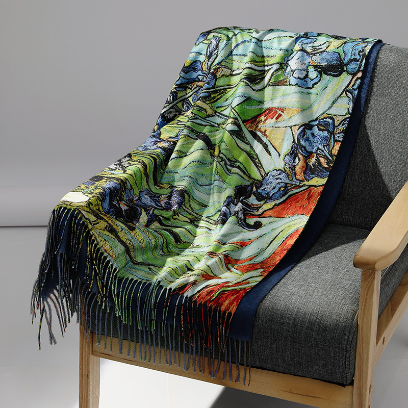 Luxury Brand Oil Painting Cash - Men Scarf Wool 评论和价格