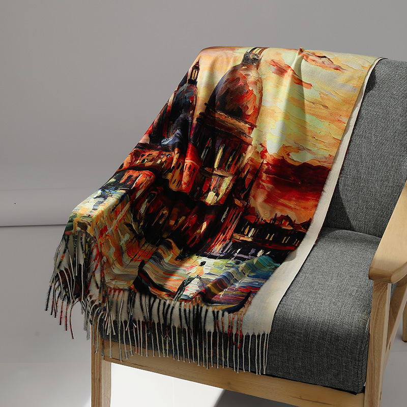 Luxury Brand Oil Painting Cash - Men Scarf Wool 评论和价格