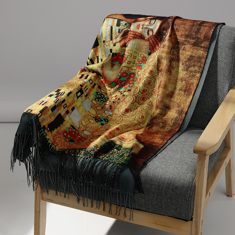 Luxury Brand Oil Painting Cash - Men Scarf Wool 评论和价格