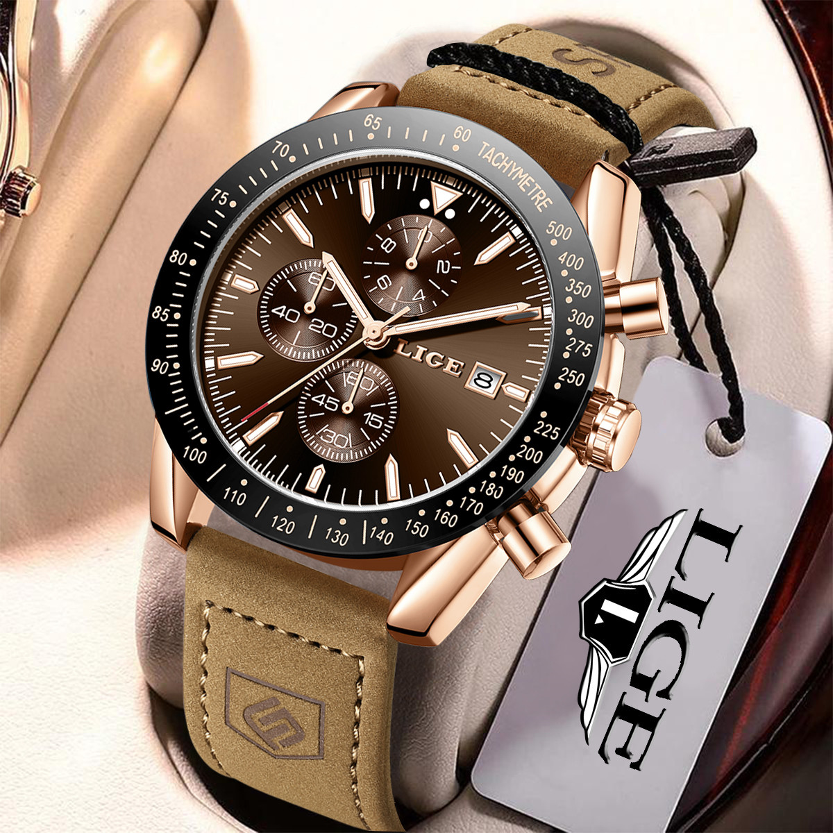 LIGE Leather Watches Men Fashi - Men'S Fashion Box 评论和价格