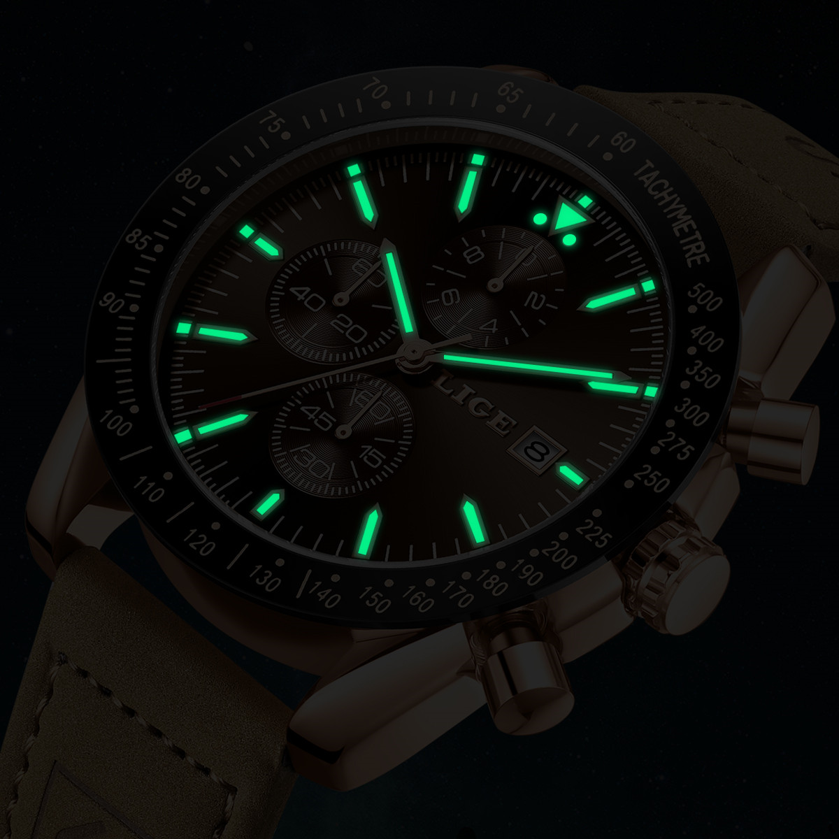 LIGE Leather Watches Men Fashi - Men'S Fashion Box 评论和价格