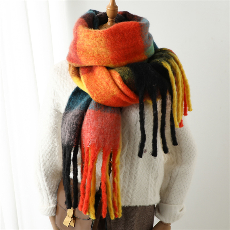 New Autumn Winter Grid Scarf W - Men Scarf Wool 评论和价格
