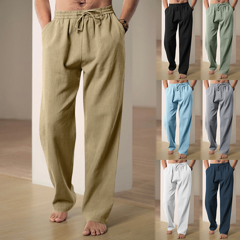 Men's Summer Casual Straight L - Men'S Fashion Linen Pants 评论和价格