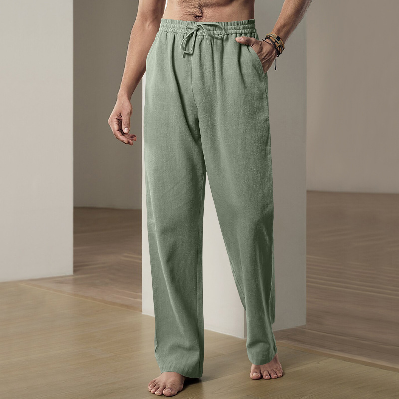 Men's Summer Casual Straight L - Men'S Fashion Linen Pants 评论和价格